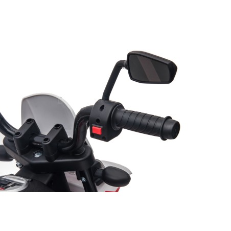 Moto Elettrica 12V per bambini Aprilia RX con Musiche Luci Mp3 Marcia avanti e indietro Sospensione a Molla