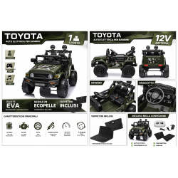 Auto Elettrica per Bambini Jeep Toyota Fj Cruiser 12V Ruote in Gomma Full Optional Sedile Pelle Porte Apribili Telecomando Army