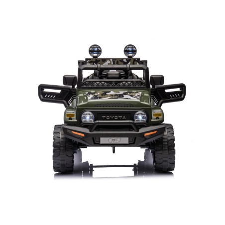 Auto Elettrica per Bambini Jeep Toyota Fj Cruiser 12V Ruote in Gomma Full Optional Sedile Pelle Porte Apribili Telecomando Army