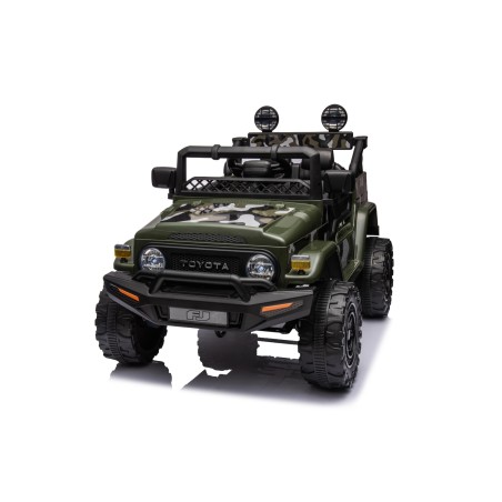 Auto Elettrica per Bambini Jeep Toyota Fj Cruiser 12V Ruote in Gomma Full Optional Sedile Pelle Porte Apribili Telecomando Army