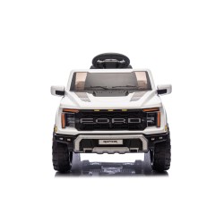 Auto Elettrica Bambini Ford Raptor 12V con Telecomando Porte Apribili, Bluetooth Luci LED e Tappetini Bianca