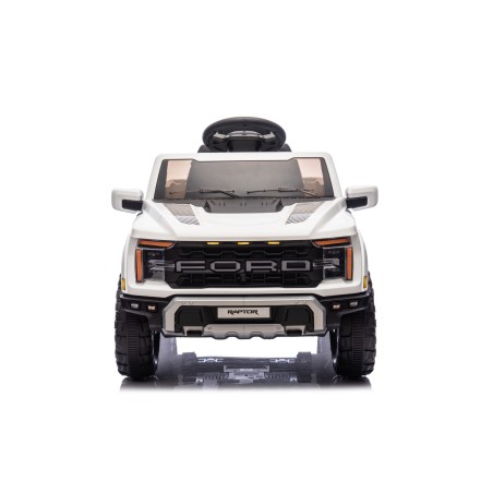 Auto Elettrica Bambini Ford Raptor 12V con Telecomando Porte Apribili, Bluetooth Luci LED e Tappetini Bianca