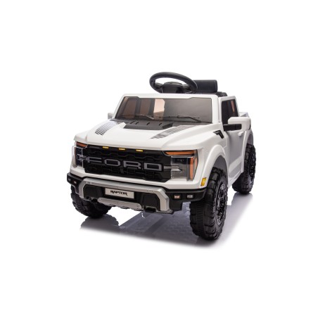 Auto Elettrica Bambini Ford Raptor 12V con Telecomando Porte Apribili, Bluetooth Luci LED e Tappetini Bianca