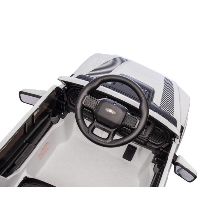 Auto Elettrica Bambini Ford Raptor 12V con Telecomando Porte Apribili, Bluetooth Luci LED e Tappetini Bianca