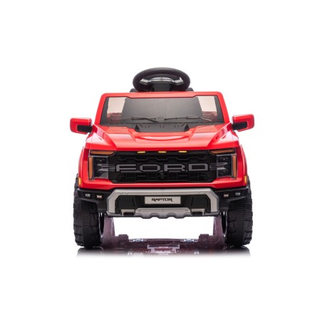 Auto Elettrica Bambini Ford Raptor 12V con Telecomando Porte Apribili, Bluetooth Luci LED e Tappetini Rosso