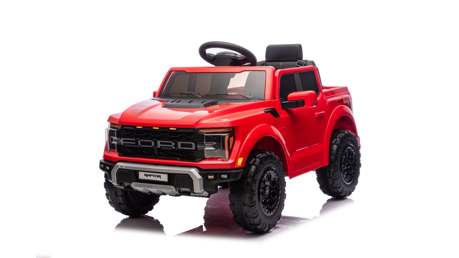 Auto Elettrica Bambini Ford Raptor 12V con Telecomando Porte Apribili, Bluetooth Luci LED e Tappetini Rosso