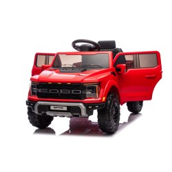 Auto Elettrica Bambini Ford Raptor 12V con Telecomando Porte Apribili, Bluetooth Luci LED e Tappetini Rosso