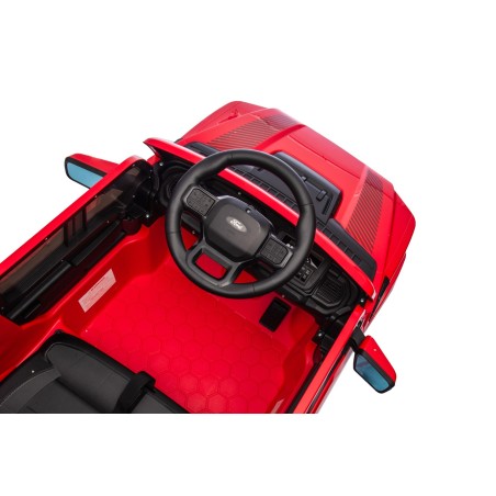 Auto Elettrica Bambini Ford Raptor 12V con Telecomando Porte Apribili, Bluetooth Luci LED e Tappetini Rosso
