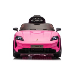 Auto Elettrica Bambini 12V Porsche Taycan Turbo S con Telecomando Porte Apribili, Bluetooth Luci LED e Tappetini Rosa