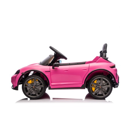 Auto Elettrica Bambini 12V Porsche Taycan Turbo S con Telecomando Porte Apribili, Bluetooth Luci LED e Tappetini Rosa