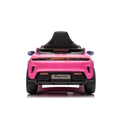 Auto Elettrica Bambini 12V Porsche Taycan Turbo S con Telecomando Porte Apribili, Bluetooth Luci LED e Tappetini Rosa
