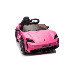Auto Elettrica Bambini 12V Porsche Taycan Turbo S con Telecomando Porte Apribili, Bluetooth Luci LED e Tappetini Rosa