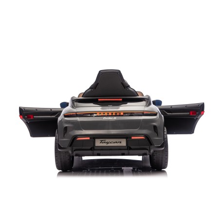 Auto Elettrica Bambini 12V Porsche Taycan Turbo S con Telecomando Porte Apribili, Bluetooth Luci LED e Tappetini Nera