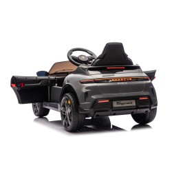 Auto Elettrica Bambini 12V Porsche Taycan Turbo S con Telecomando Porte Apribili, Bluetooth Luci LED e Tappetini Nera