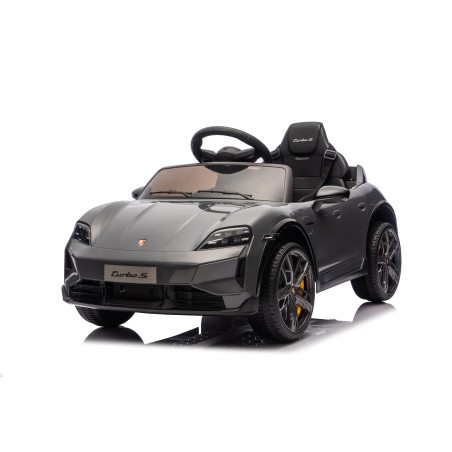 Auto Elettrica Bambini 12V Porsche Taycan Turbo S con Telecomando Porte Apribili, Bluetooth Luci LED e Tappetini Nera