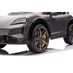 Auto Elettrica Bambini 12V Porsche Taycan Turbo S con Telecomando Porte Apribili, Bluetooth Luci LED e Tappetini Nera