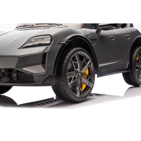 Auto Elettrica Bambini 12V Porsche Taycan Turbo S con Telecomando Porte Apribili, Bluetooth Luci LED e Tappetini Nera