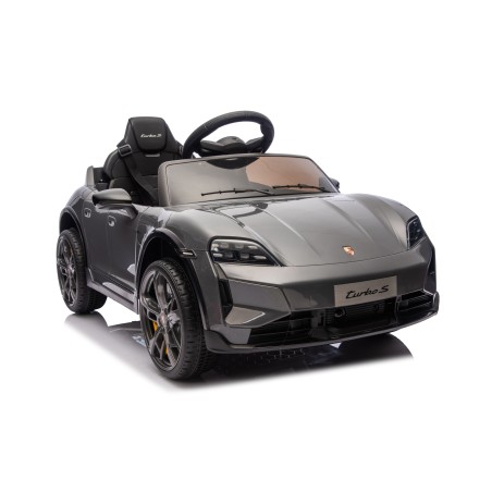 Auto Elettrica Bambini 12V Porsche Taycan Turbo S con Telecomando Porte Apribili, Bluetooth Luci LED e Tappetini Nera