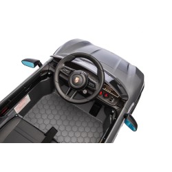 Auto Elettrica Bambini 12V Porsche Taycan Turbo S con Telecomando Porte Apribili, Bluetooth Luci LED e Tappetini Nera