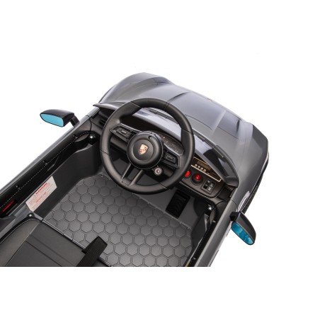 Auto Elettrica Bambini 12V Porsche Taycan Turbo S con Telecomando Porte Apribili, Bluetooth Luci LED e Tappetini Nera