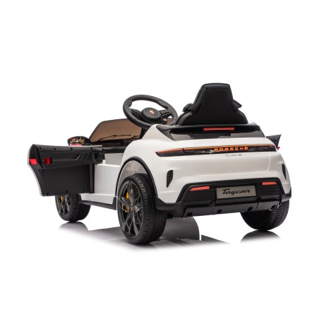 Auto Elettrica Bambini 12V Porsche Taycan Turbo S con Telecomando Porte Apribili, Bluetooth Luci LED e Tappetini