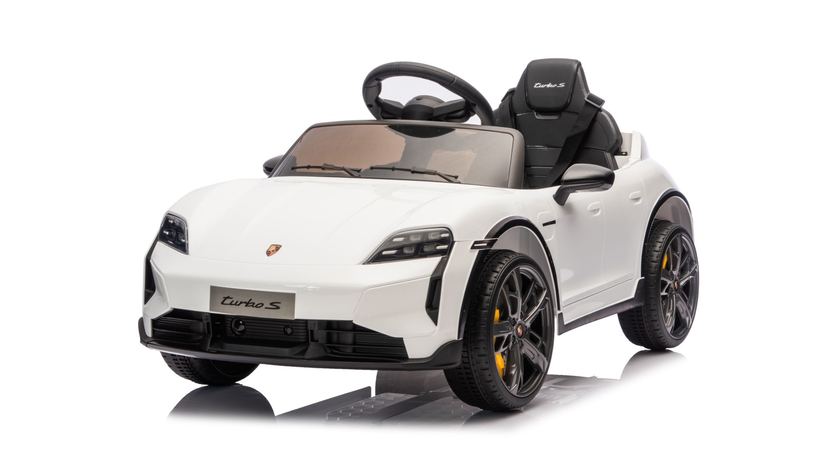Auto Elettrica Bambini 12V Porsche Taycan Turbo S con Telecomando Porte Apribili, Bluetooth Luci LED e Tappetini
