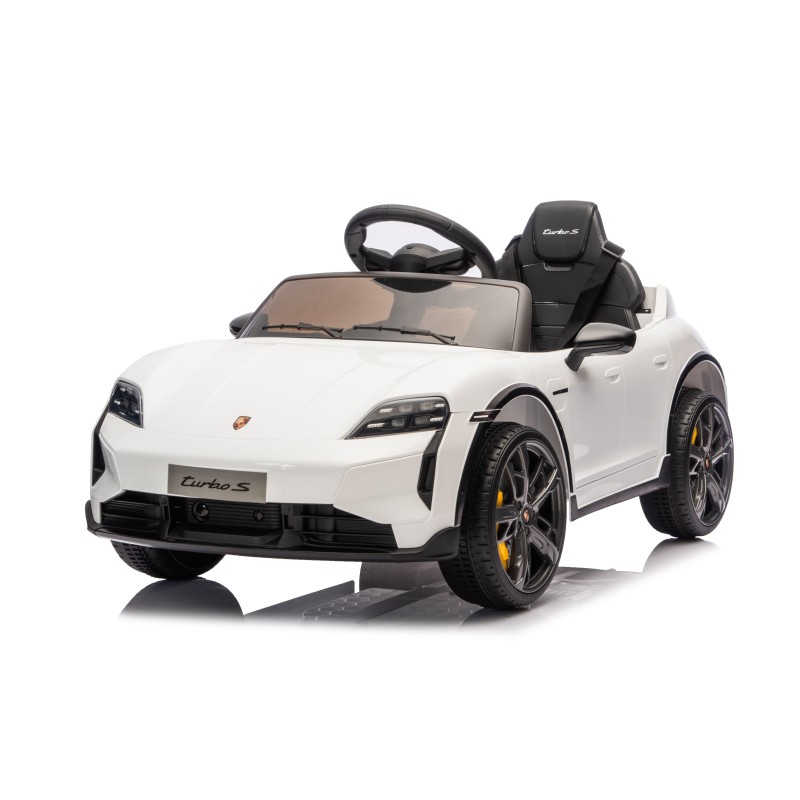 Auto Elettrica Bambini 12V Porsche Taycan Turbo S con Telecomando Porte Apribili, Bluetooth Luci LED e Tappetini