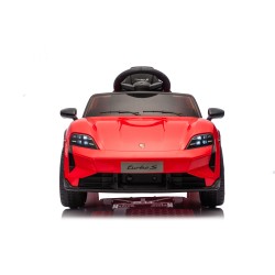 Auto Elettrica Bambini 12V Porsche Taycan Turbo S con Telecomando Porte Apribili, Bluetooth Luci LED e Tappetini Rossa