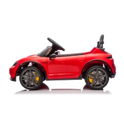 Auto Elettrica Bambini 12V Porsche Taycan Turbo S con Telecomando Porte Apribili, Bluetooth Luci LED e Tappetini Rossa