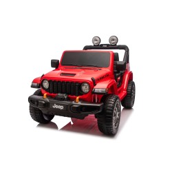 Auto Macchina Elettrica NEW Jeep Wrangler Rubicon 12V per Bambini porte apribili Con telecomando Full accessori Tappetini Rossa