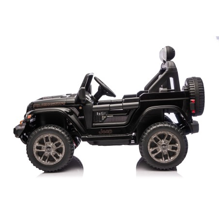Auto Macchina Elettrica NEW Jeep Wrangler Rubicon 12V per Bambini porte apribili Con telecomando Full accessori Tappetini Nera
