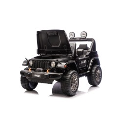 Auto Macchina Elettrica NEW Jeep Wrangler Rubicon 12V per Bambini porte apribili Con telecomando Full accessori Tappetini Nera