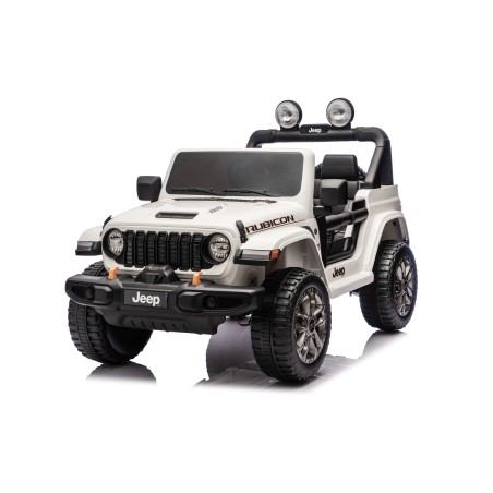 Auto Macchina Elettrica NEW Jeep Wrangler Rubicon 12V per Bambini porte apribili Con telecomando Full accessori Tappetini Bianca