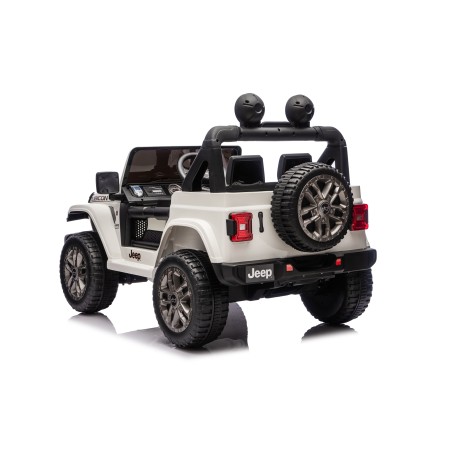 Auto Macchina Elettrica NEW Jeep Wrangler Rubicon 12V per Bambini porte apribili Con telecomando Full accessori Tappetini Bianca