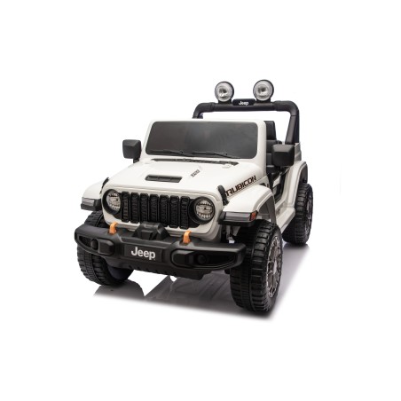 Auto Macchina Elettrica NEW Jeep Wrangler Rubicon 12V per Bambini porte apribili Con telecomando Full accessori Tappetini Bianca