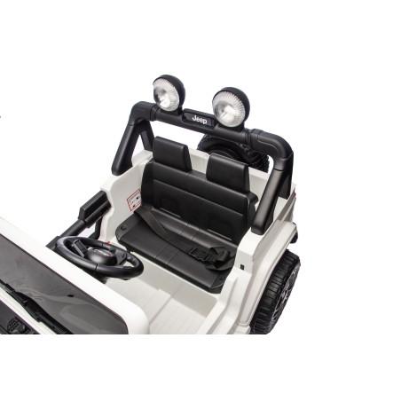 Auto Macchina Elettrica NEW Jeep Wrangler Rubicon 12V per Bambini porte apribili Con telecomando Full accessori Tappetini Bianca