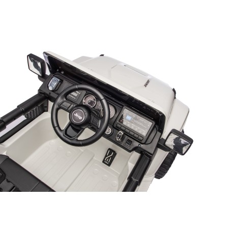 Auto Macchina Elettrica NEW Jeep Wrangler Rubicon 12V per Bambini porte apribili Con telecomando Full accessori Tappetini Bianca