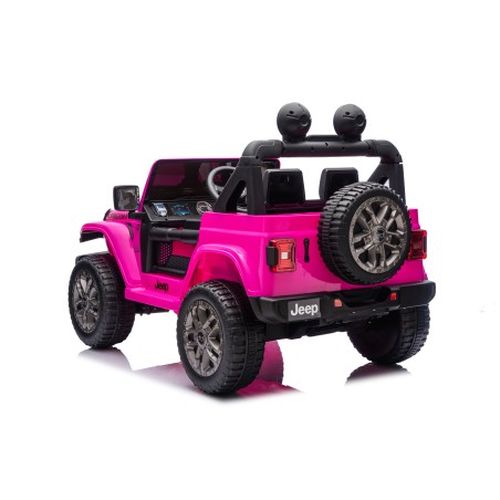 Auto Macchina Elettrica NEW Jeep Wrangler Rubicon 12V per Bambini porte apribili Con telecomando Full accessori Tappetini Rosa