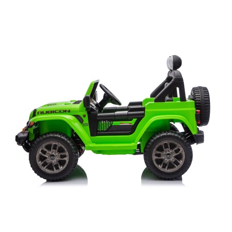Auto Macchina Elettrica NEW Jeep Wrangler Rubicon 12V per Bambini porte apribili Con telecomando Full accessori Tappetini Verde
