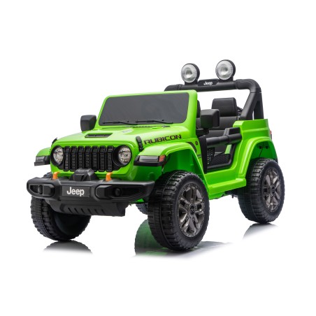 Auto Macchina Elettrica NEW Jeep Wrangler Rubicon 12V per Bambini porte apribili Con telecomando Full accessori Tappetini Verde
