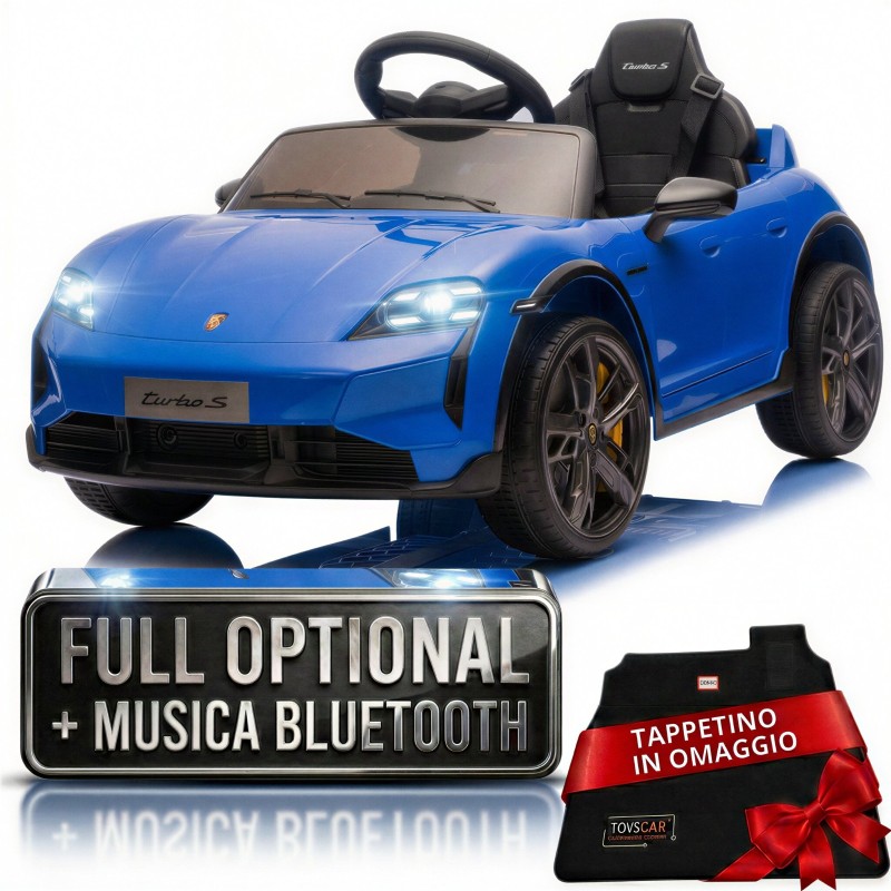copy of Auto Elettrica Bambini 12V Porsche Taycan Turbo S con Telecomando Porte Apribili, Bluetooth Luci LED e Tappetini Blue