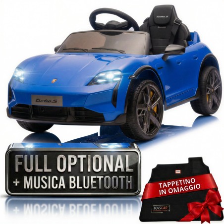 copy of Auto Elettrica Bambini 12V Porsche Taycan Turbo S con Telecomando Porte Apribili, Bluetooth Luci LED e Tappetini Blue