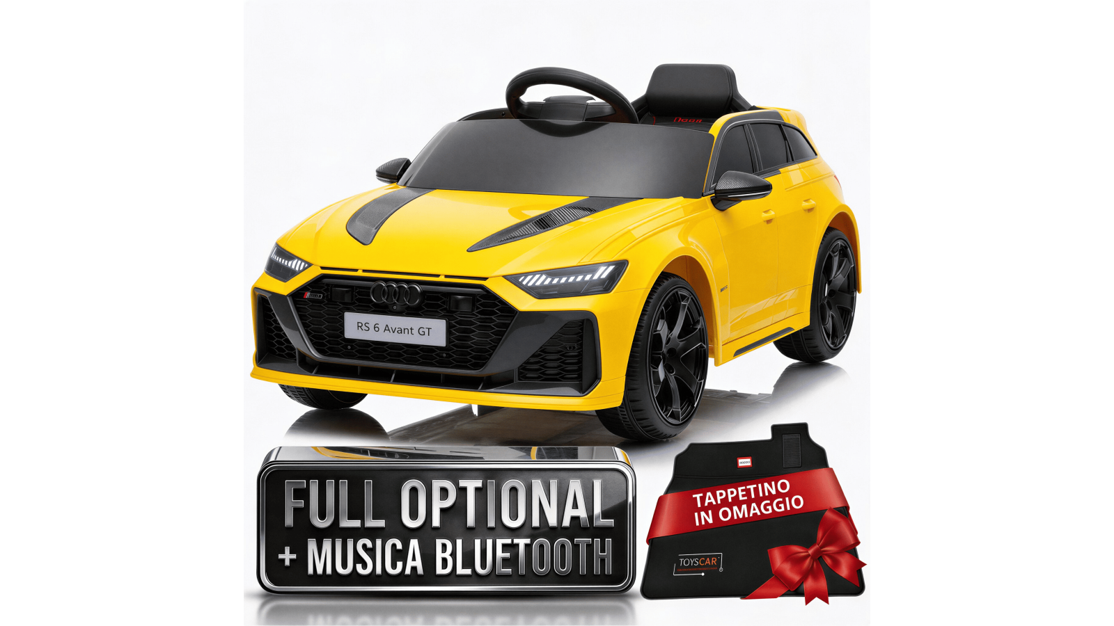 Auto Macchina Elettrica per Bambini 12V Audi RS6 Avant GT con Telecomando Bluetooth Gialla