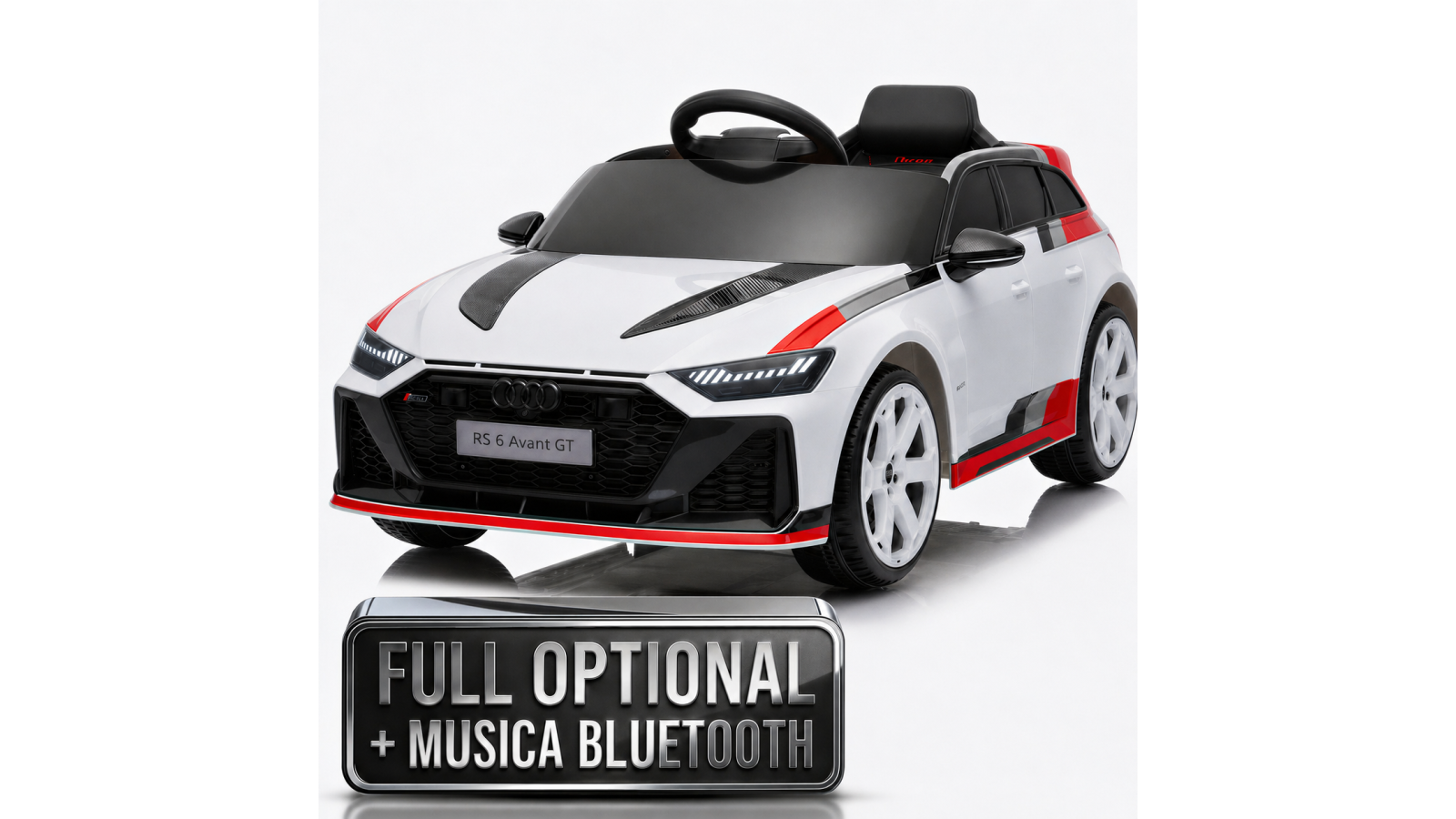Auto Macchina Elettrica per Bambini 12V Audi RS6 Avant GT con Telecomando Bluetooth Bianca