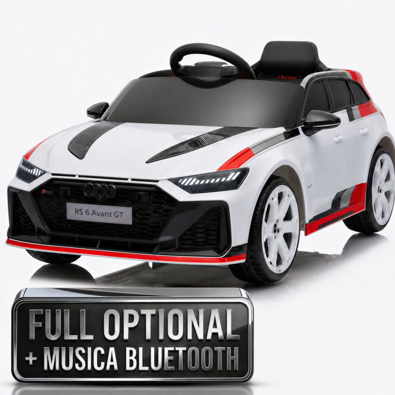 Auto Macchina Elettrica per Bambini 12V Audi RS6 Avant GT con Telecomando Bluetooth Bianca