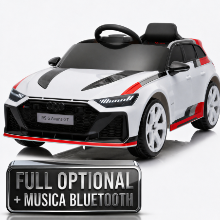 Auto Macchina Elettrica per Bambini 12V Audi RS6 Avant GT con Telecomando Bluetooth Bianca