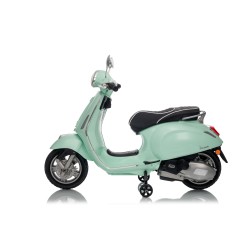 Vespa Primavera Elettrica per Bambini 12V Licenza Ufficiale Piaggio Sedile Pelle Luci LED suono Clacson VERDE MENTA
