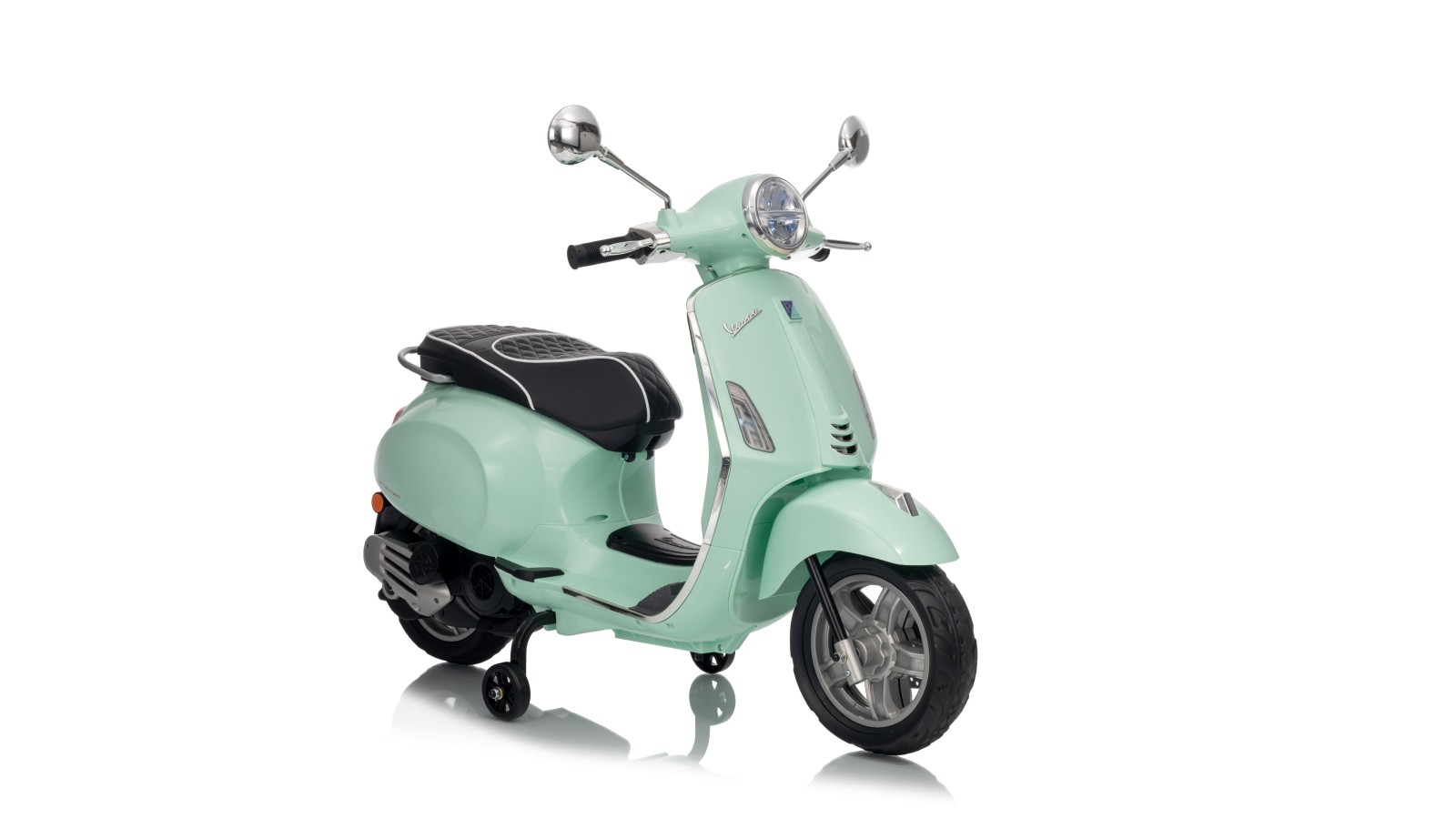 Vespa Primavera Elettrica per Bambini 12V Licenza Ufficiale Piaggio Sedile Pelle Luci LED suono Clacson VERDE MENTA