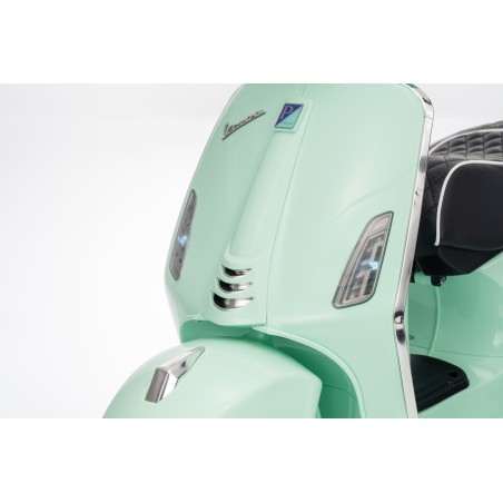 Vespa Primavera Elettrica per Bambini 12V Licenza Ufficiale Piaggio Sedile Pelle Luci LED suono Clacson VERDE MENTA