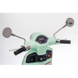 Vespa Primavera Elettrica per Bambini 12V Licenza Ufficiale Piaggio Sedile Pelle Luci LED suono Clacson VERDE MENTA